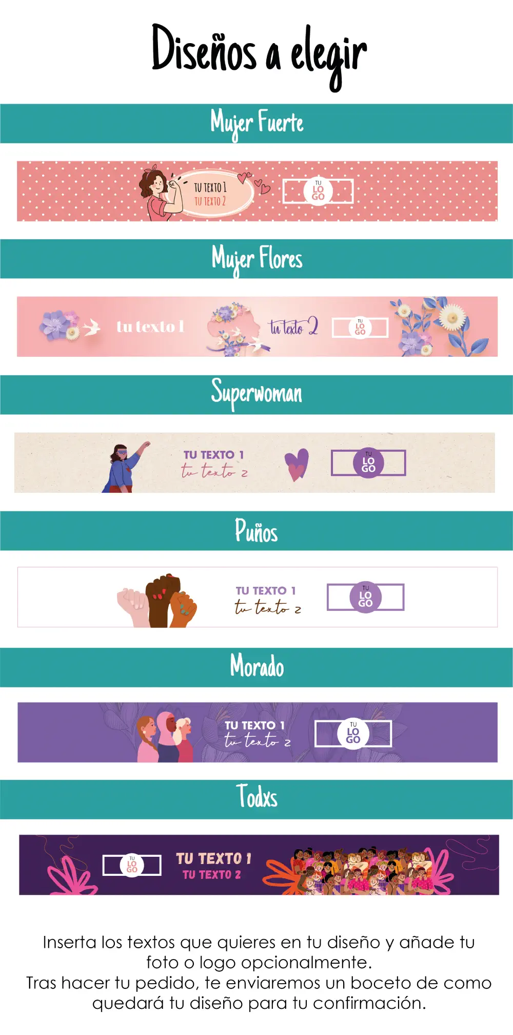 size chart diseños estrechos día de la mujer 8M